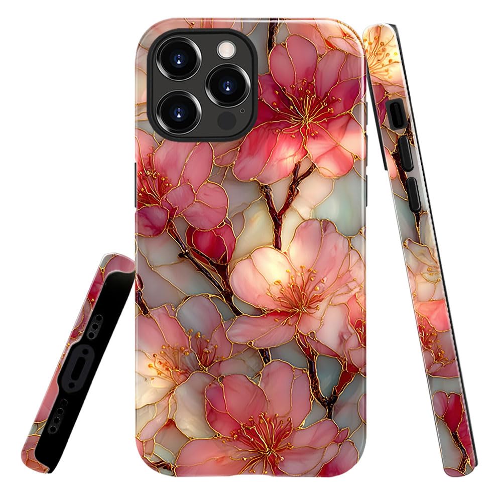 Photo 1 of heindiy iPhone 14 Pro Max Case - Blossoms Pink Flower Stained Glass