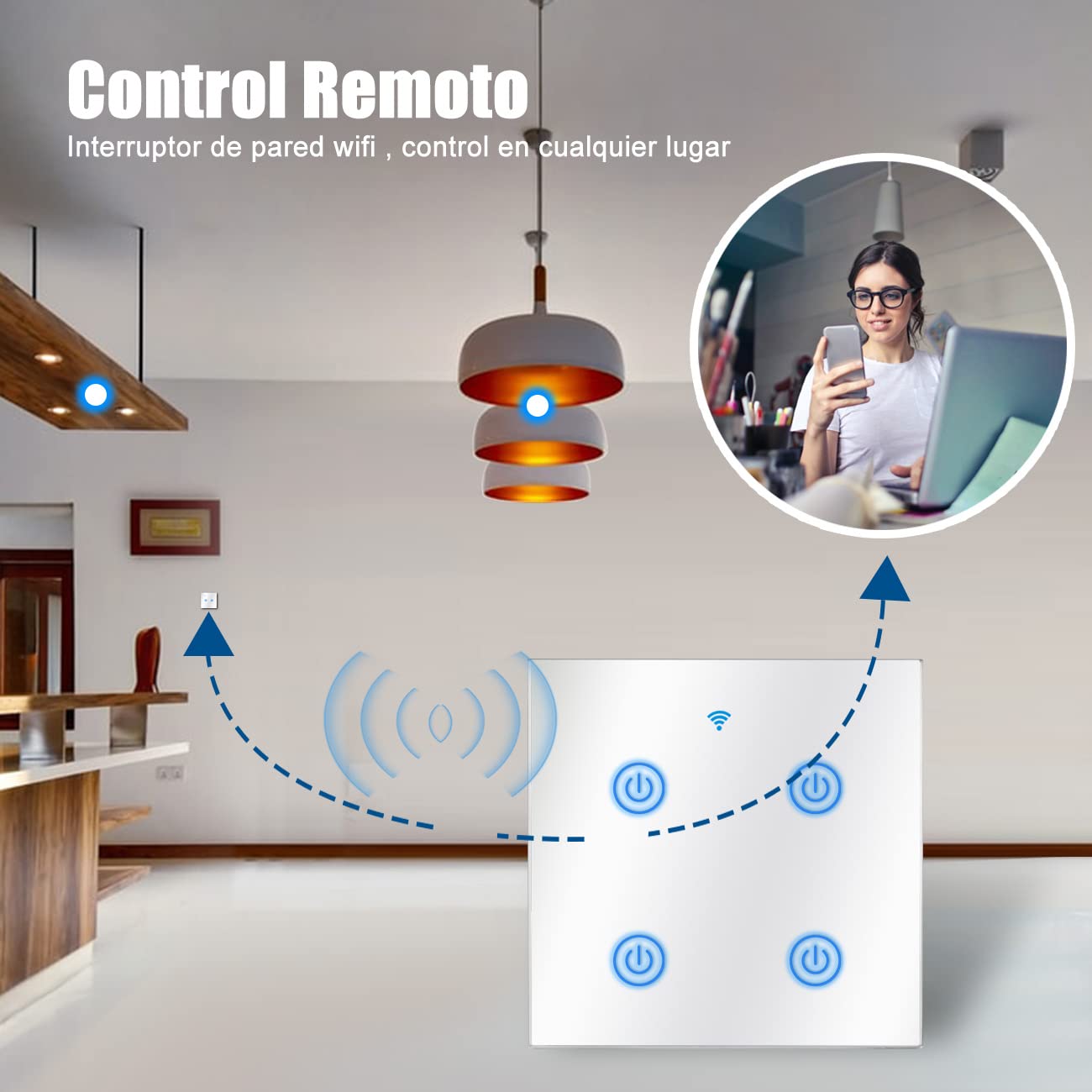 EXTRASTAR 4K Smart WiFi Wandschalter, unterstützt Smart Assistenten wie Google Home und Amazon Alexa, Neutralleiter erforderlich, Weiß