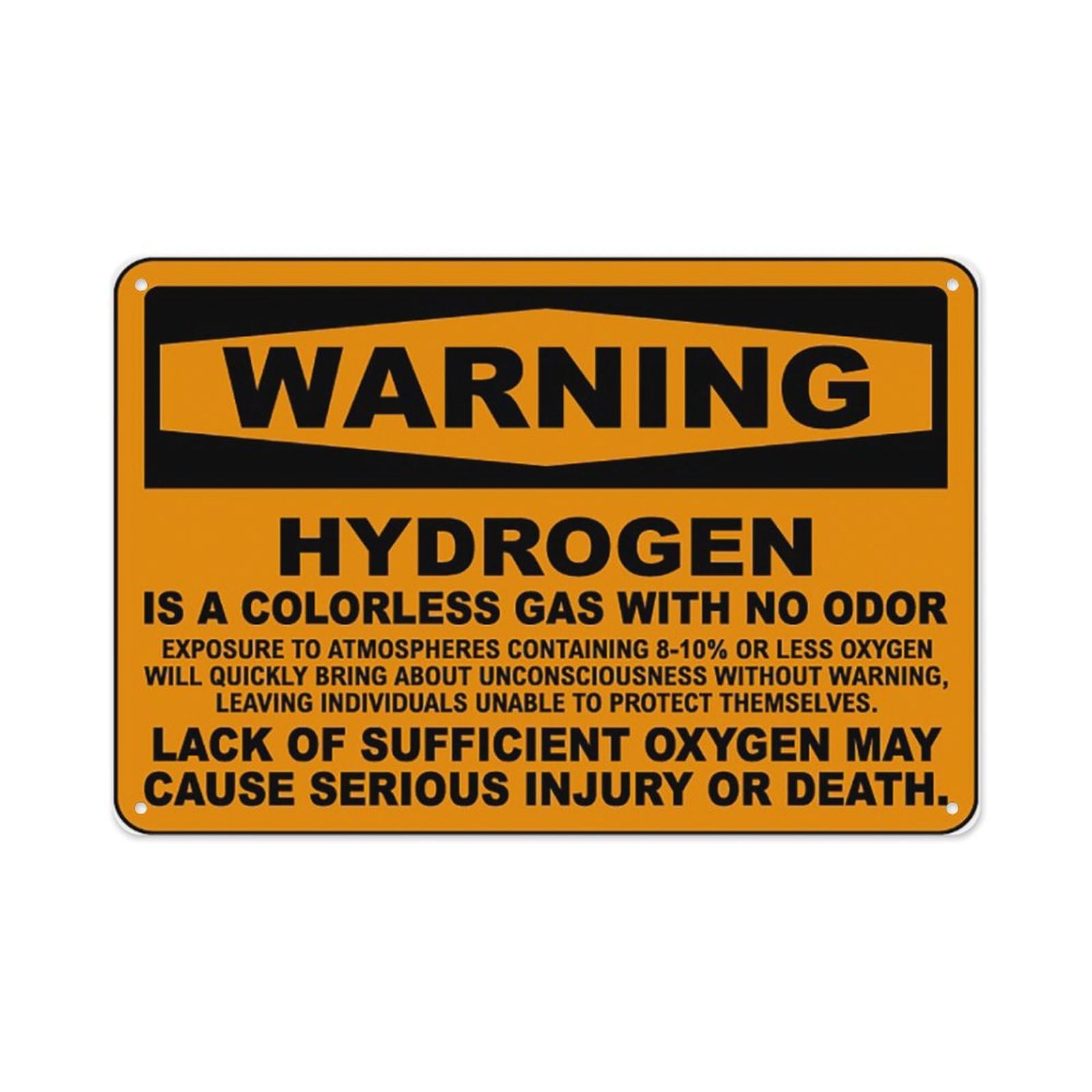 peiyeety Warning Hydrogen Is A Colorless Gas Sign Aluminum Tin Warning Signs For Home Outdoor Garden 12X16 Inches