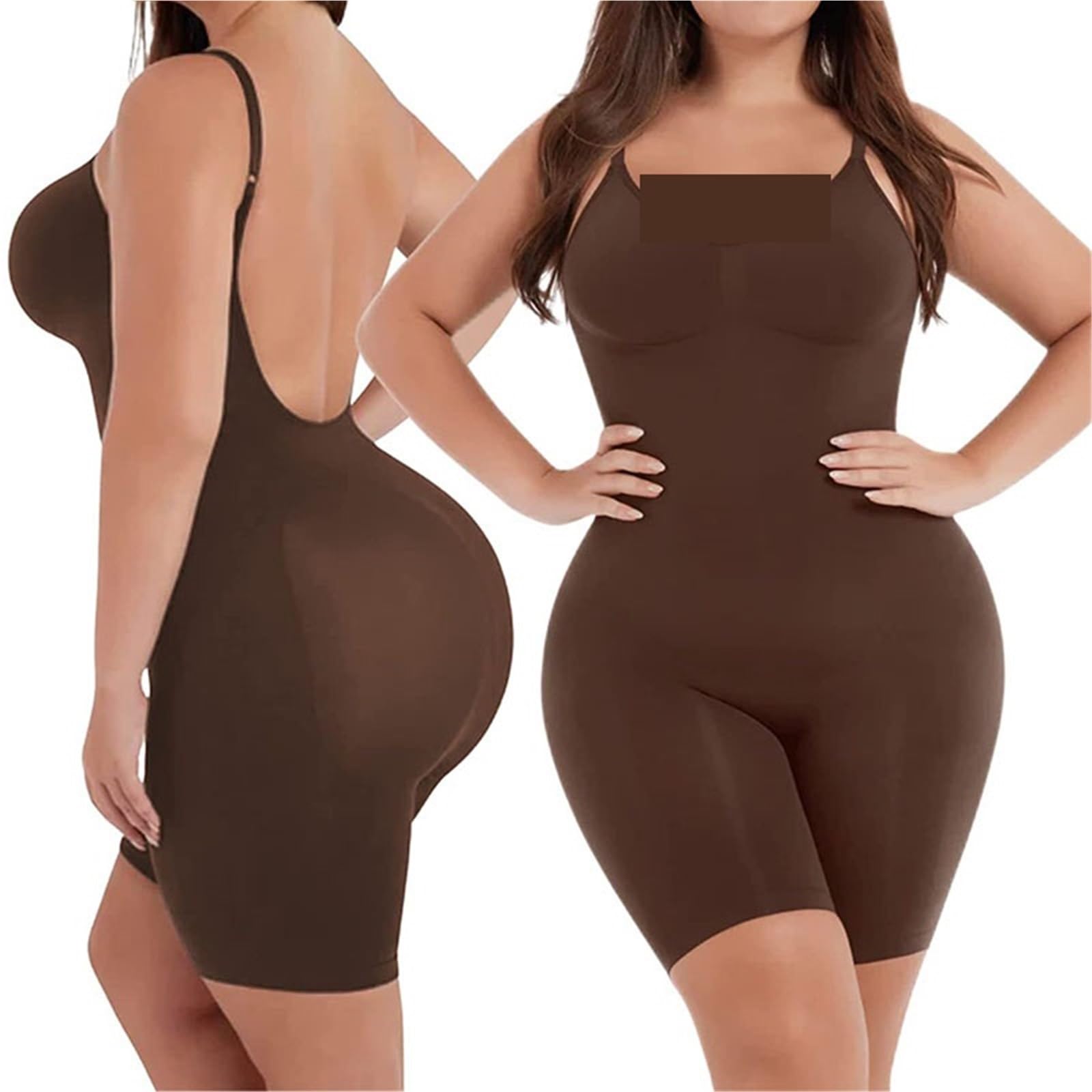 Body Contenitivo Modellante Body a Copertura Totale Shapewear Coscia Body Slim Body con Schiena Bassa Body Shaper Tuta Senza Schienale Shapers Senza Cuciture più Sottile(Beige Thigh,S)