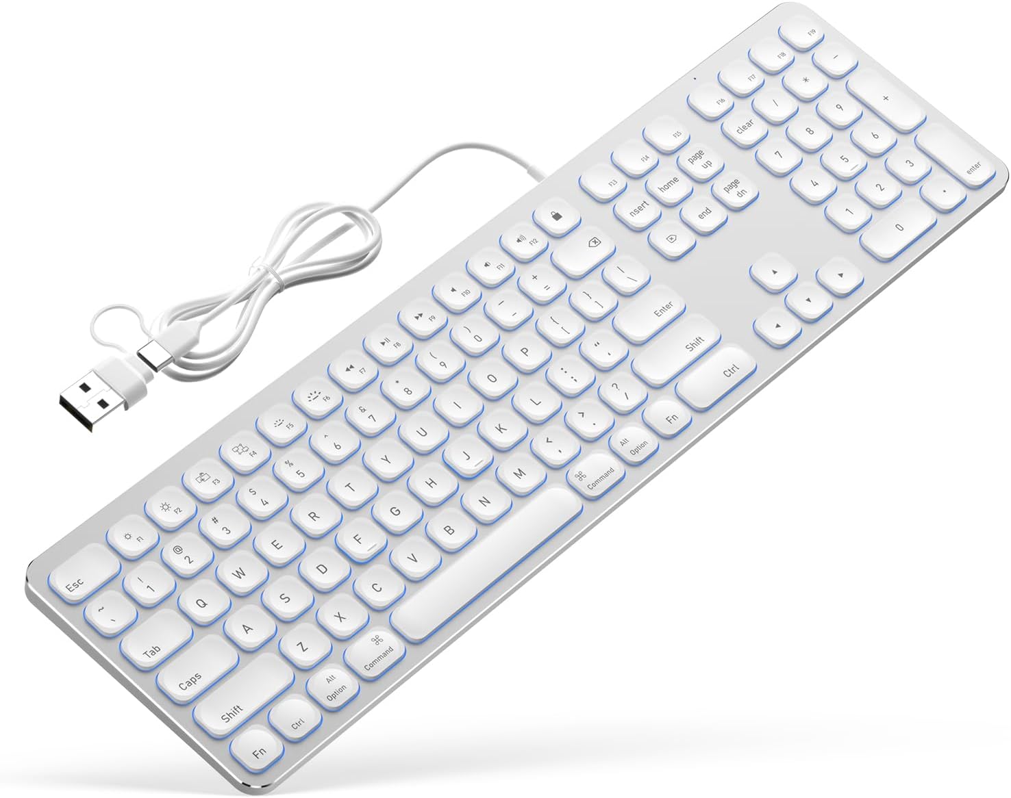 Wireless Bluetooth Keyboard for Apple Mac OS – US QWERTY Layout, Scissor Keys Precise Typing, Rechargeable Battery, Extra-Long Working Time, Compatible with iMac/MacBook Pro/Mac Mini or iPad…