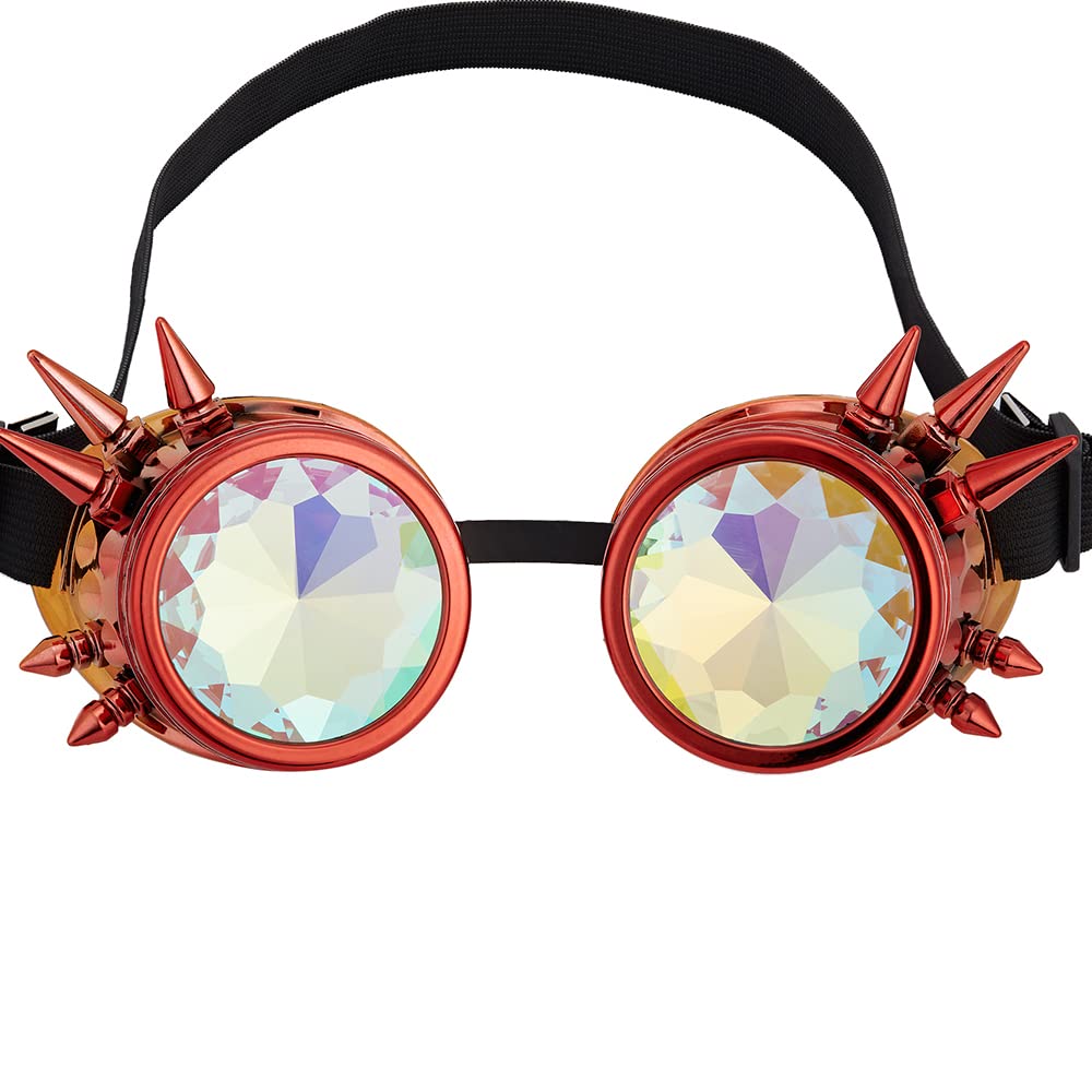 OMGREAT Kaleidoscope Glasses for Raves Steampunk Goggles with Rainbow Prism Diffraction Crystal Lenses