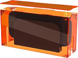 PlayVital Funda Antipolvo Acrílica para Nintendo Switch 2 (2025), Caja Protectora Impermeable para Consola y Base de Carga, Caja de Presentación, Carcasa de Protección para Switch 2 (Naranja Claro)