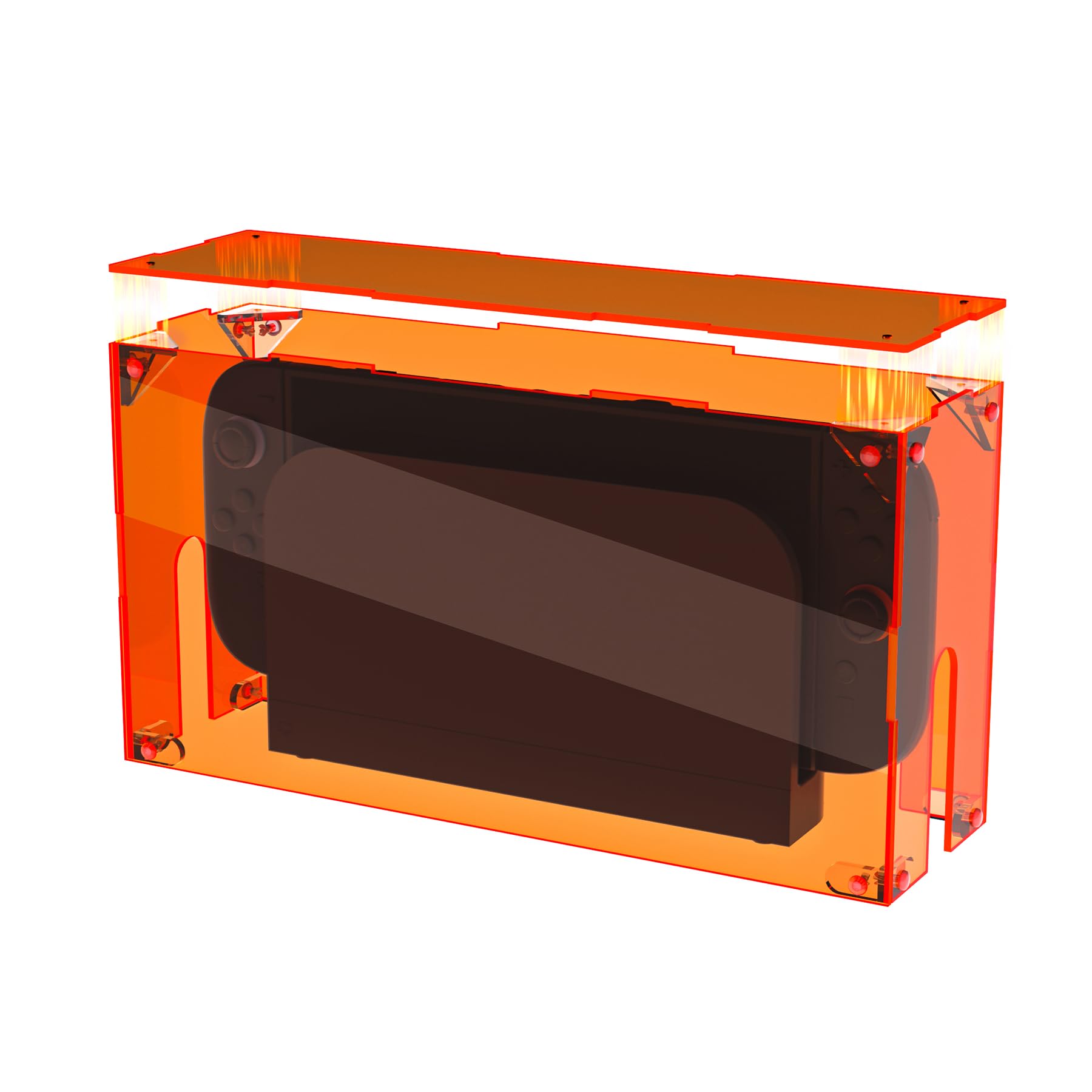 PlayVital Funda Antipolvo Acrílica para Nintendo Switch 2 (2025), Caja Protectora Impermeable para Consola y Base de Carga, Caja de Presentación, Carcasa de Protección para Switch 2 (Naranja Claro) - 1