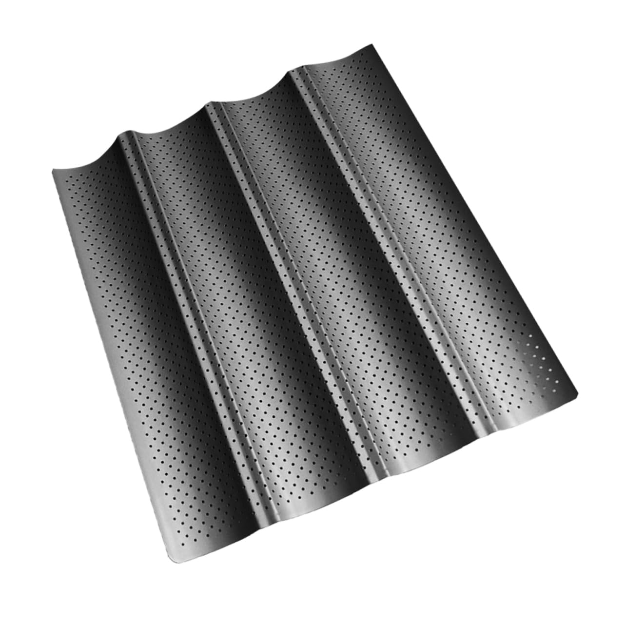 COLLBATH 1Pc Non Stick Baguette Baking Tray Heat French Bread with Air for Baked Loaves for All of Bread Black