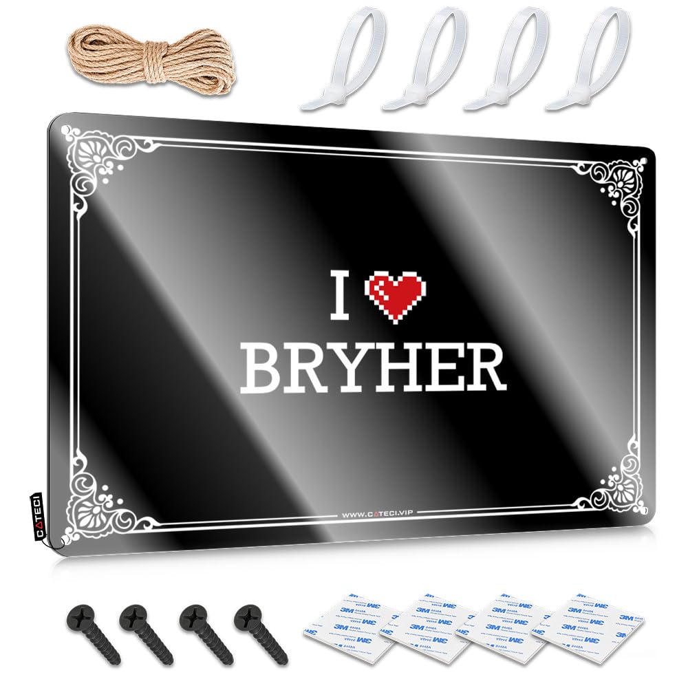 Tin Wall Decor Indie Front Porch Decorations Outdoor Custom I Love Bryher - Vintage Wall Decor For Mancave(20X30CM)