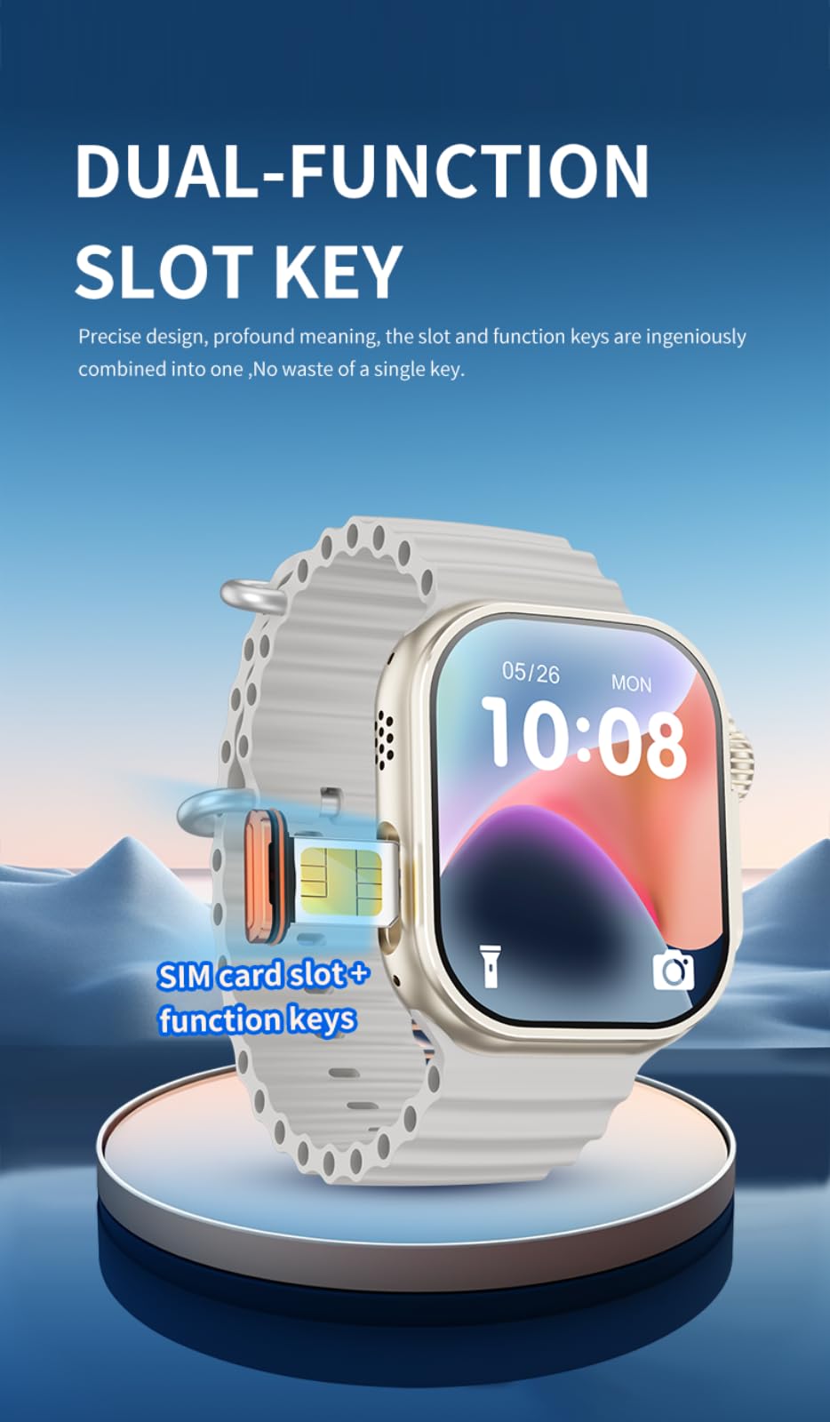 Montre intelligente 4G avec emplacement pour carte SIM, montre connectée autonome avec écran HD de 5,59 cm, caméra rotative à 190° pour les appels vidéo, appels Wi-Fi, reconnaissance - blanc