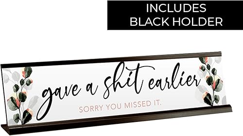 Miniatura 2 de Gave A Sh!t Earlier - Plato de escritorio divertido con soporte de metal