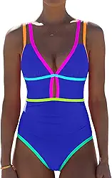 Maiô feminino 2025 com controle de barriga sexy, recorte neon color block, emagrecedor, ajustável, maiô