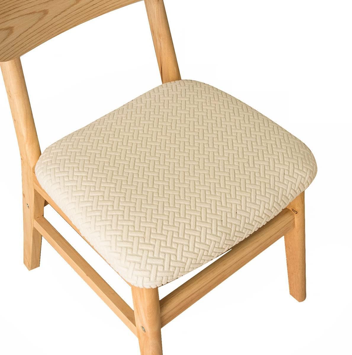 SYOSI Seat Covers for Dining Chairs Set of 4 Dining Room Chair Covers Kitchen Chair Seat Cover Chair Cushion Covers Stretch Chair Protectors Covers, Light Grey