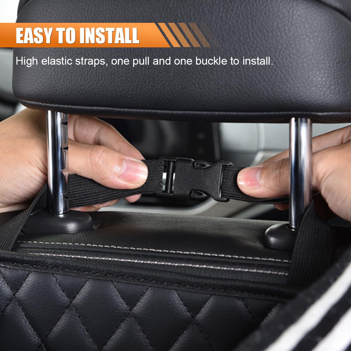 LAINLOY Organizador plegable para asiento trasero de coche, bolsa de almacenamiento para asiento trasero de coche de gran capacidad con portavasos, bolsa de basura impermeable de piel sintética,