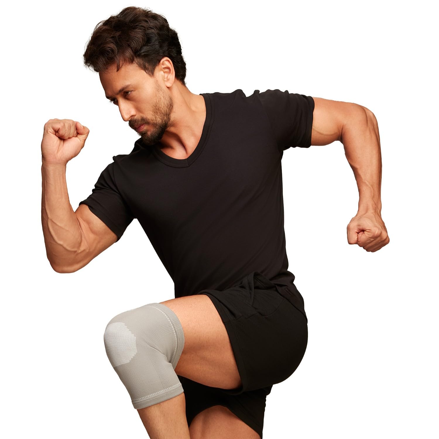 Leeford Premium Knee Cap for Compression & Pain Relief Support for Gym Running Jogging Sports Exercise | Knee Support for Sprains, Arthritis & Tendonitis | Men & Women | Breathable & Non-Slip Size - L Grey