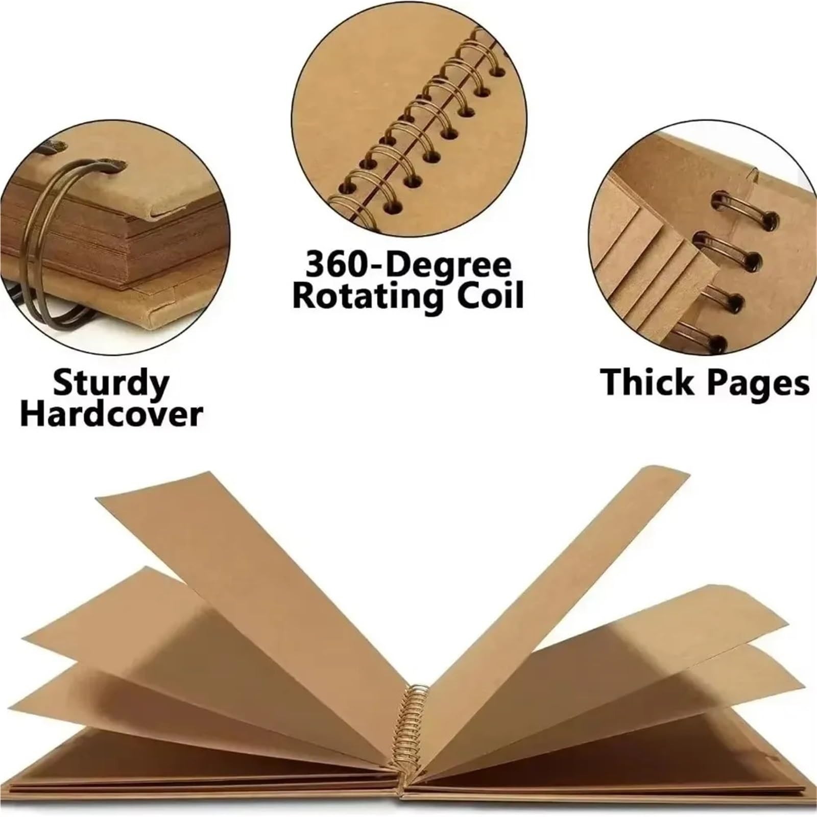 8 Zoll DIY Scrapbook Album 40 Seiten Hardcover Kraftpapier Scrapbook Fotoalben Erinnerungsbuch for Hochzeit und Jahrestag Familie Geeignet Für Fotos, Postkarten, Karten(Khaki)