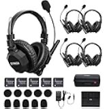 SYNCO XTalk XMax5 Wireless Intercom Headset System with Dual-Ear Design Telephone Headsets System Random Master Device,2.4GHz Full Duplex 500 m/1640 ft for 5-Person Team Communication