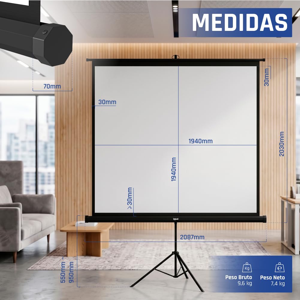Iggual 200x200 Cm 112´´ Projection Screen With Tripod One Size