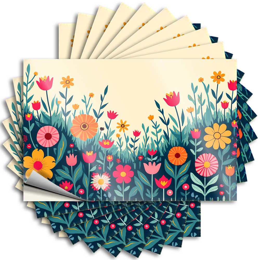 Quote Man CABE Decor Peel and Stick - Colorful Garden Flowers Background Case Encouraging Waterproof Vinyl for Travel(6X9CM)