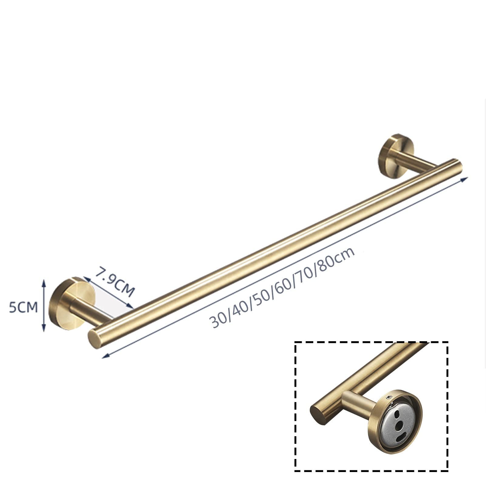 Portasciugamani in acciaio inox SUS304, 30 cm, per bagno e cucina, finitura spazzolata, 60 cm, design moderno salvaspazio ed elegante