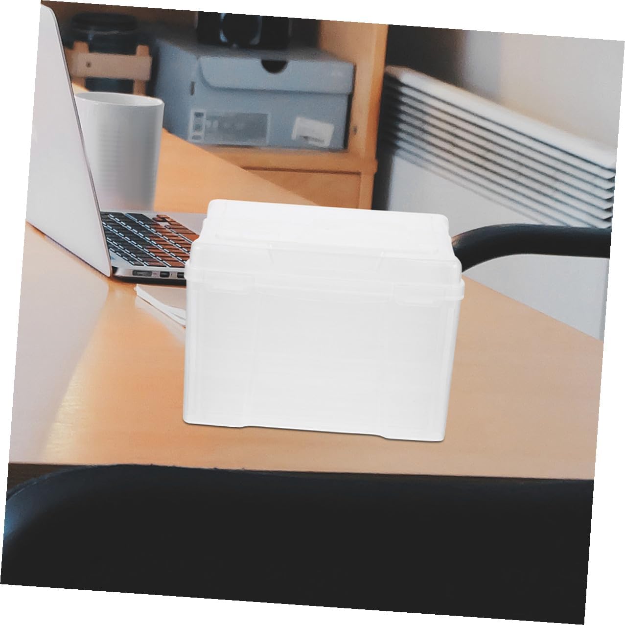 STOBAZA Photo Storage Box Organizer with 6 Adjustable Compartments Plastic Photo Holder Storage Container for Scrapbook and Greeting Card Organization