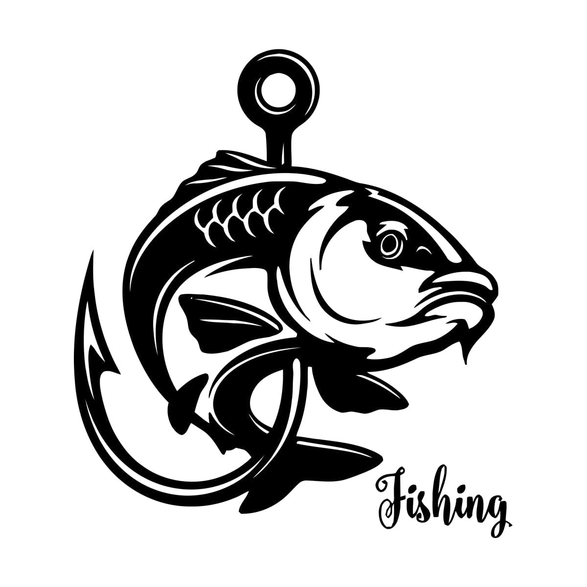 Lzhouting Wall Stickers 2800 Fish Sport Club Room Decor Vinyl Wall Decal Fishing Hobby Fisherman Stickers Wallpaper House Decoration Small - 38X42cm