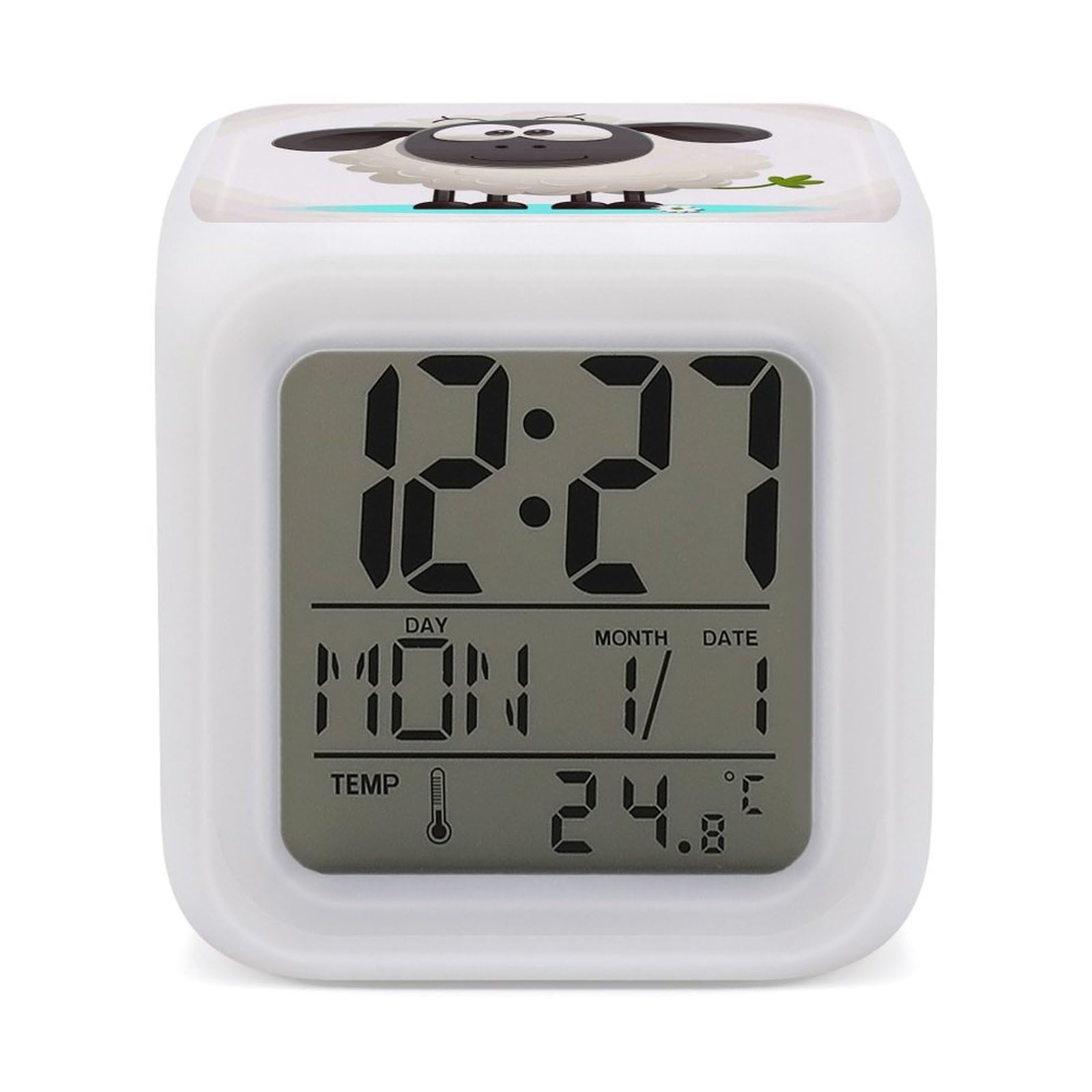VstaDank Sheep Digital Alarm Clock LED Display Screen Color Change Alarms Clock Smart Alarm Clock Wake Up Digital Clocks with 7 Color Nightlight for Bedroom
