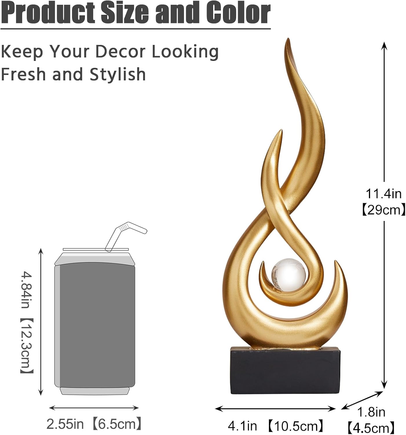 Modern Abstract Art Table Decoration,Resin Flame Statue Modern Gold Centerpiece Ornaments for Living Room Great Gift Idea Home Decor,Collectibles - Image 2