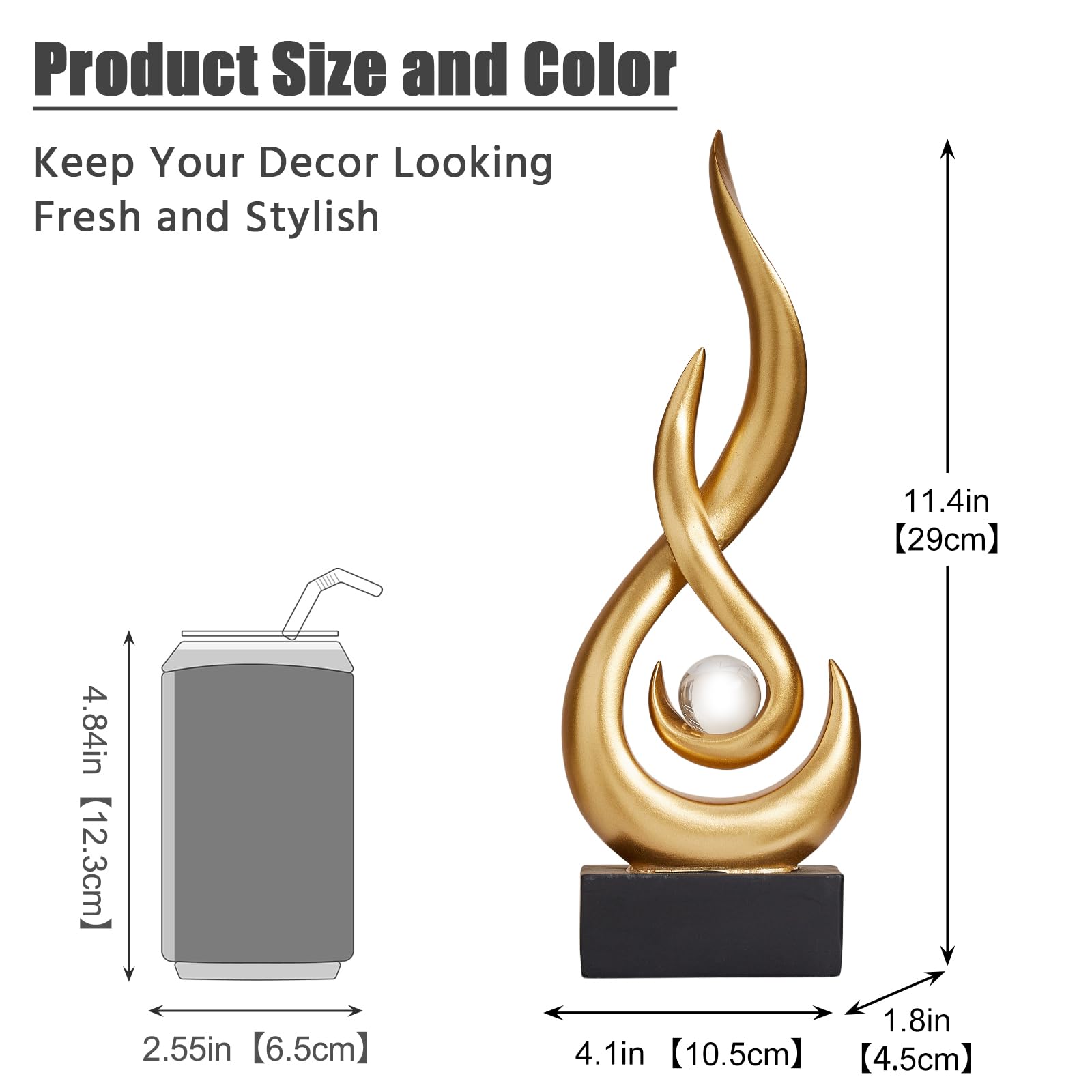 XYQXYQ Modern Abstract Art Table Decoration,Resin Flame Statue Modern Gold Centerpiece Ornaments for Living Room Great Gift Idea Home Decor,Collectibles - Image 3