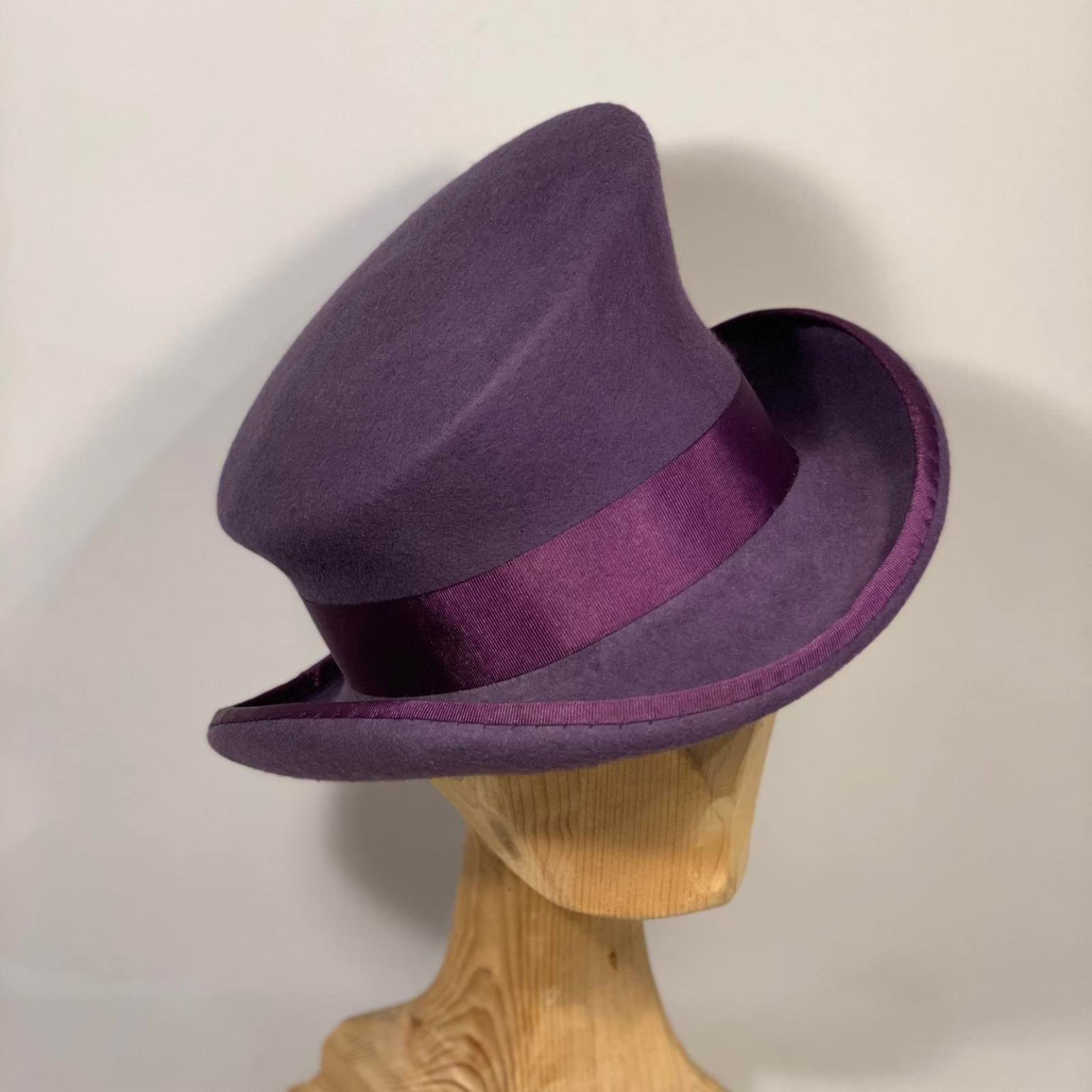 Gorro masculino capucha cilindro asimétrico sombrero de lana damas caballeros unisex sombrero steam punk cilindro moda sombrero decorativo gorro de invierno hombres, morado, Talla única