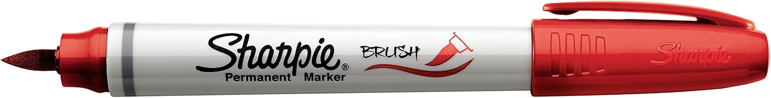 Sharpie Permanent Markers, Brush Tip, Assorted, 12 Pack