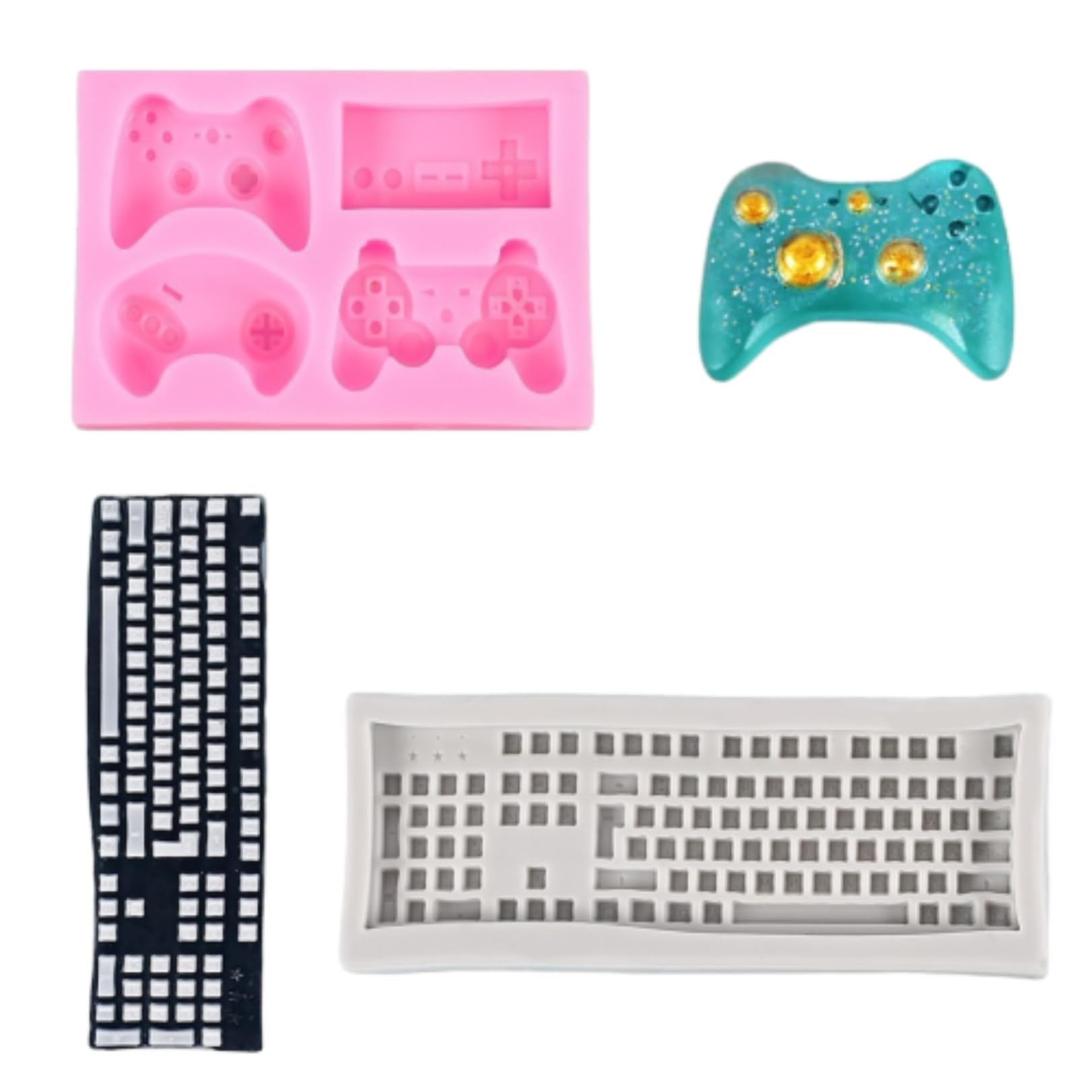 Fondant Silicone Mold 2Pcs Crystal Game Console Keyboard Buttons Fondant Silicone Mold