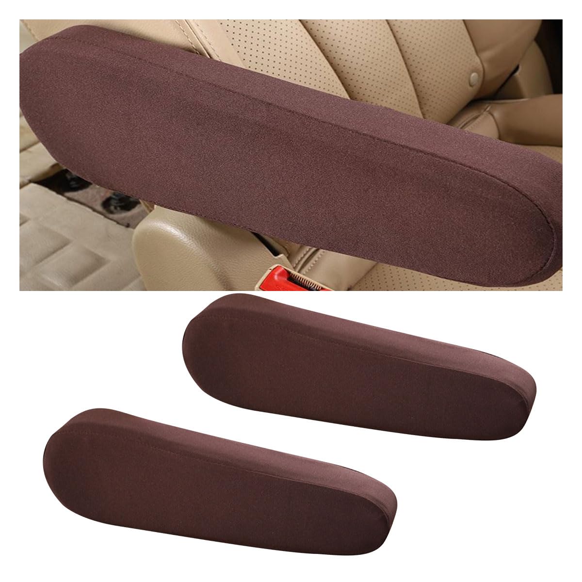 2PCS Car Front Seat Armrest Covers, Elastic Fabric Armrest Protectors, Automotive Direct Replacement Center Console Cover, Universal Vehicle Interior Accessories for Car, SUVs, Trucks