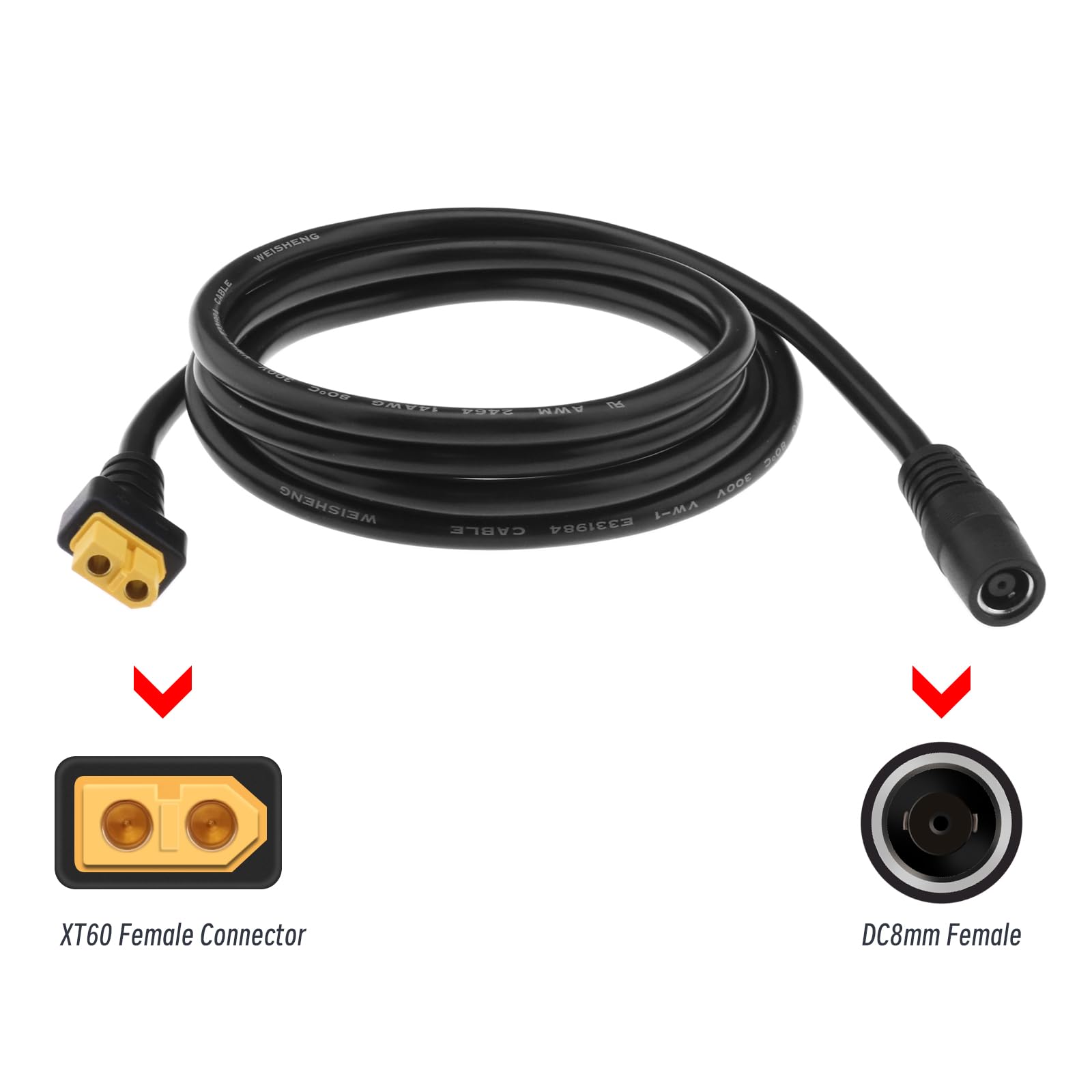 EMSea Adapterkabel 8mm Auf XT60 - 14AWG, 1,5 M, Für Solarpanel, Tragbare Kraftwerke & Solargeneratoren