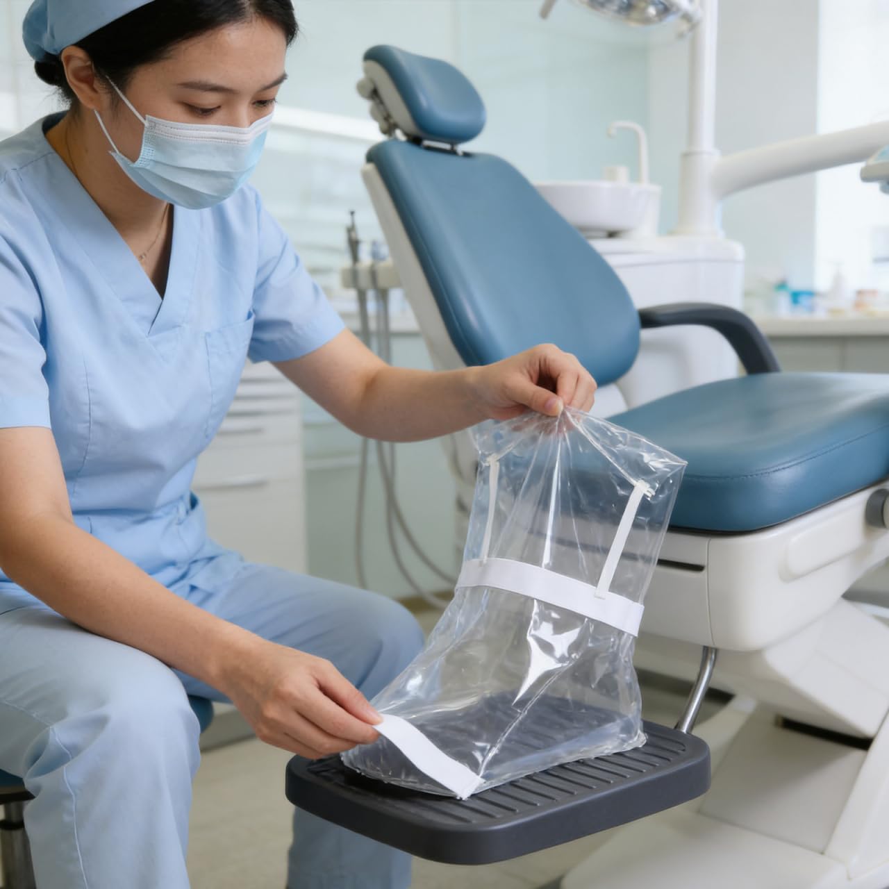 VILLCASE Housse de Protection Transparente pour Repose-Pieds de Fauteuil Dentaire 0,3 mm – Étanche & Antidérapante pour Hygiène Optimale en Cabinet Dentaire – Réutilisable avec Double Couture