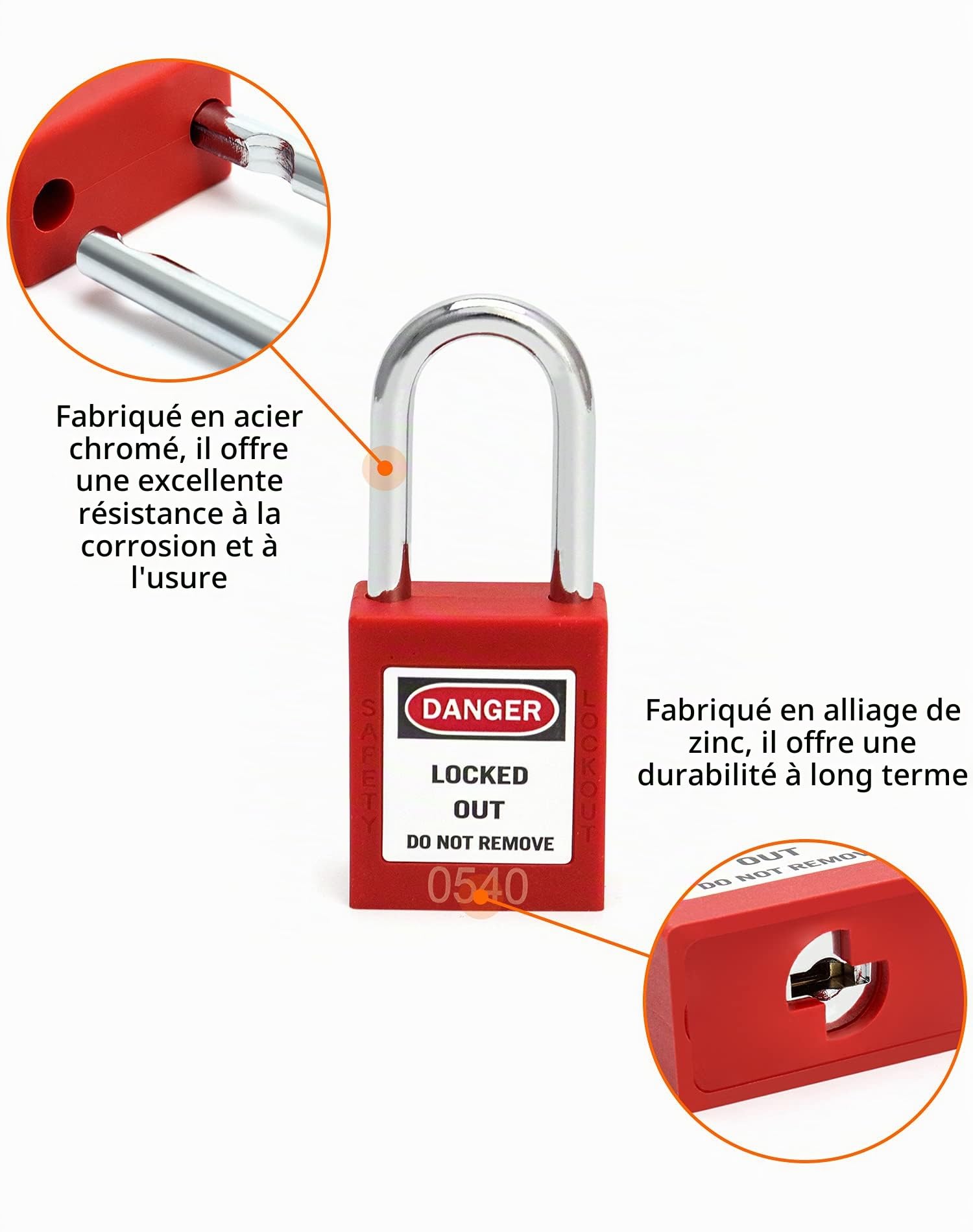 QWORK® Cadenas de sécurité, Lot de 5 cadenas avec 10 clés, Système de verrouillage industriel, Rouge