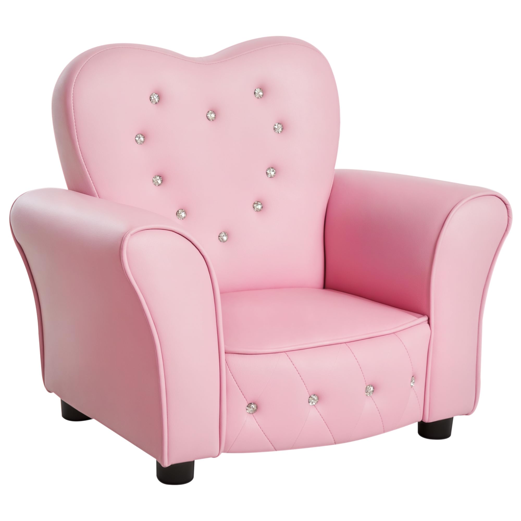 Qaba Kids Sofa Toddler Tufted Upholstered Sofa Chair Princess Couch Furniture with Diamond Decoration for Preschool Child, Pink