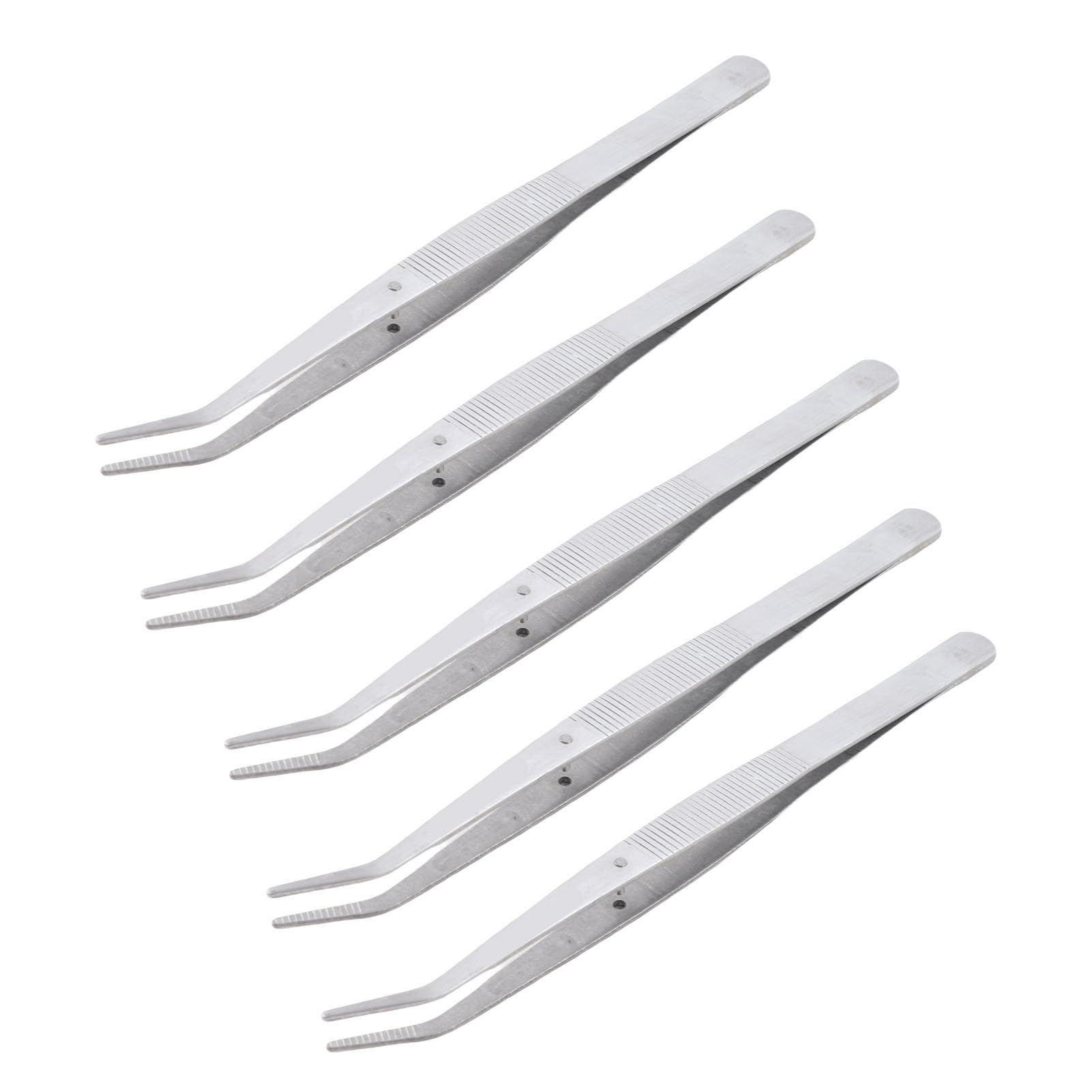 Jelquix 5Pcs Curved Tweezer Set, Precision Stainless Steel Tweezer, Ergonomic Design For Sewing, Crafts & Diy Projects