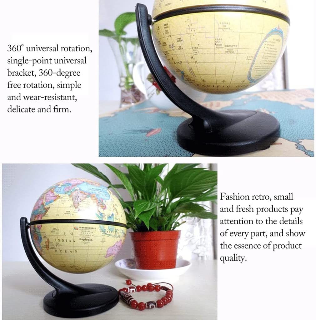 OLOTU Globe éducatif Globe de Bureau Antique de 11 cm/4,3 Pouces Globe Politique avec Base à Pivot Unique Globe terrestre de Bureau Facile à Lire pour Les Enfants et Les Adultes Globe Politique