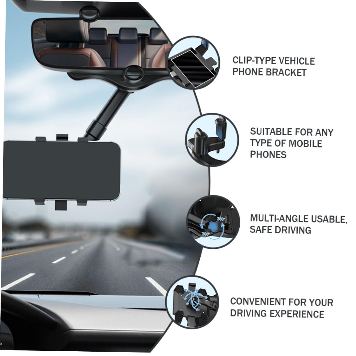Supporto per Telefono da Auto e Navigatore per Cruscotto Regolabile, Resistente e Facile da Installare, Compatibile la Maggior Parte degli Smartphone, la Guida Sicura e Comoda