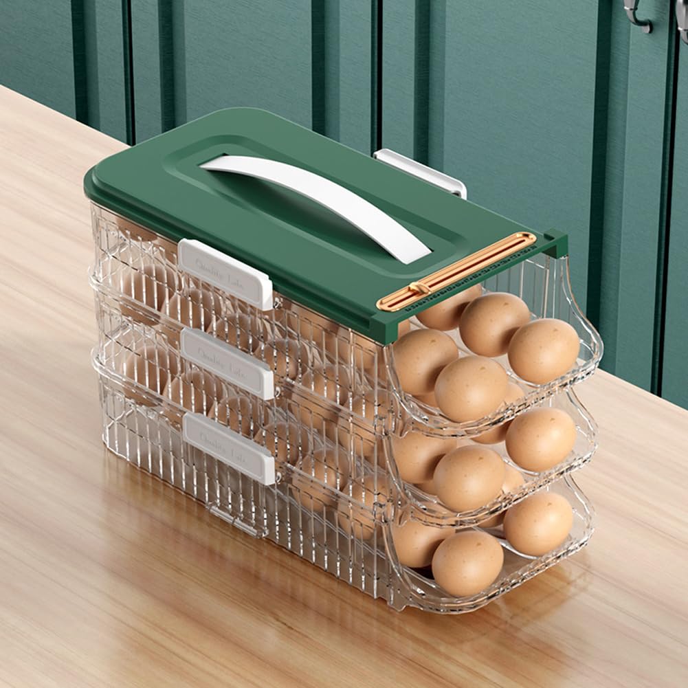 Bandeja de huevos rodante automática, estante de almacenamiento para la cocina que ahorra espacio