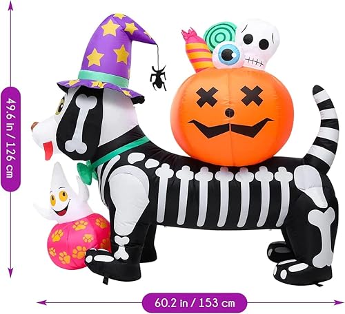 Miniatura 3 de Amazingforless - Decoración inflable LED de Halloween (4-12 pies) con soplador animado espeluznante (Frankenstein, dragón, fantasma, calabaza, perro