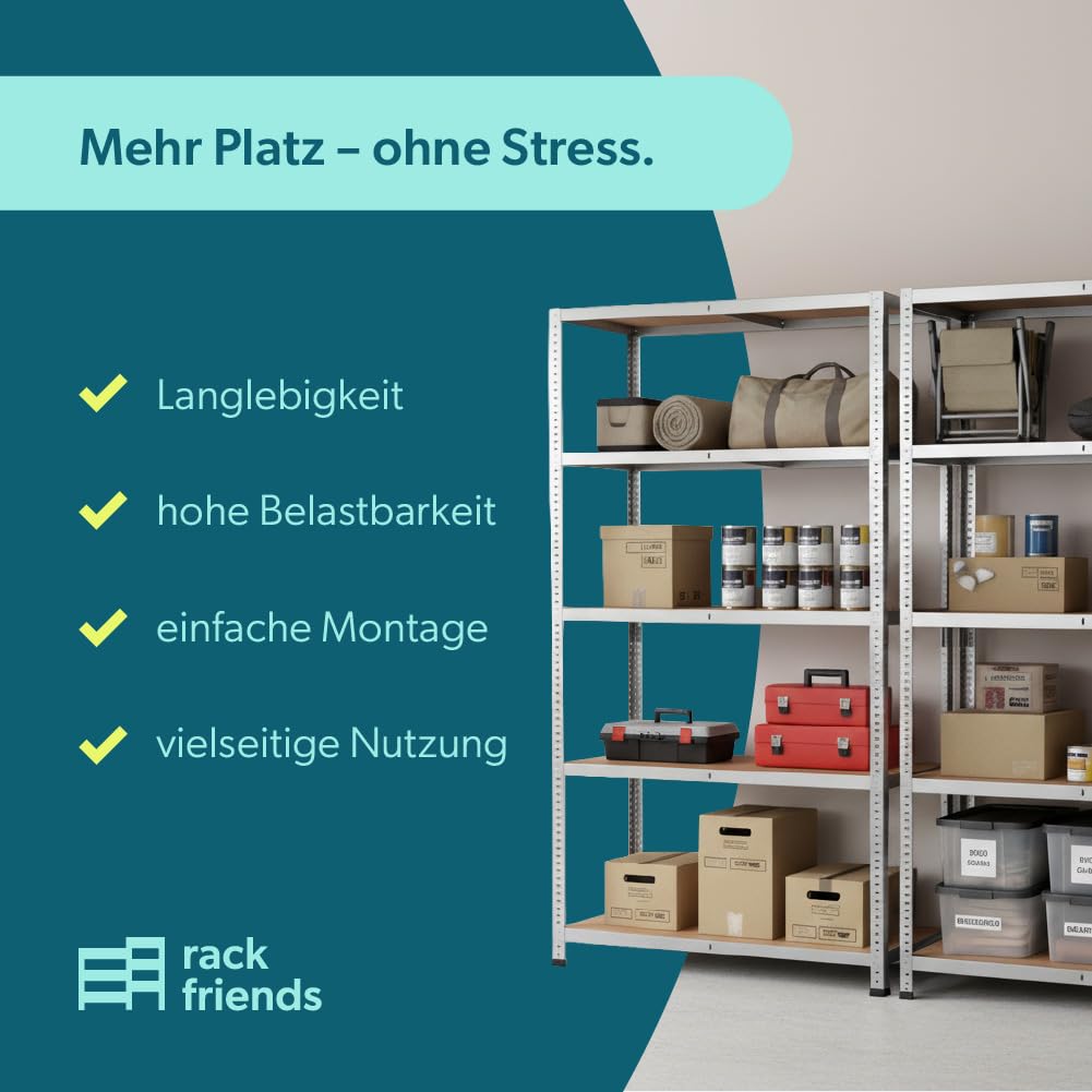 210x100x50 cm Schwerlastregal verzinkt mit 5 Böden | 75kg Traglast pro Boden · Kellerregal · Lagerregal · Metallregal · Regale für Kellerraum · Steckregal · Abstellraum Regal
