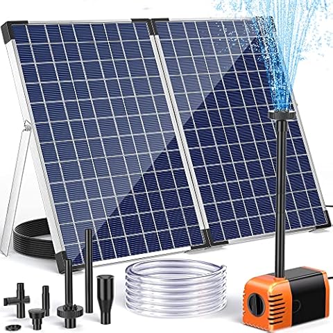 POPOSOAP Solar Fountain Pump Outdoor, 35W Solar Powered Water Pump with Foldable Solar Panel, 480GPH Adjustable Flow Rate Solar Pump Kit for Garden Fish Pond Waterfall Hydroponics Pool Cover