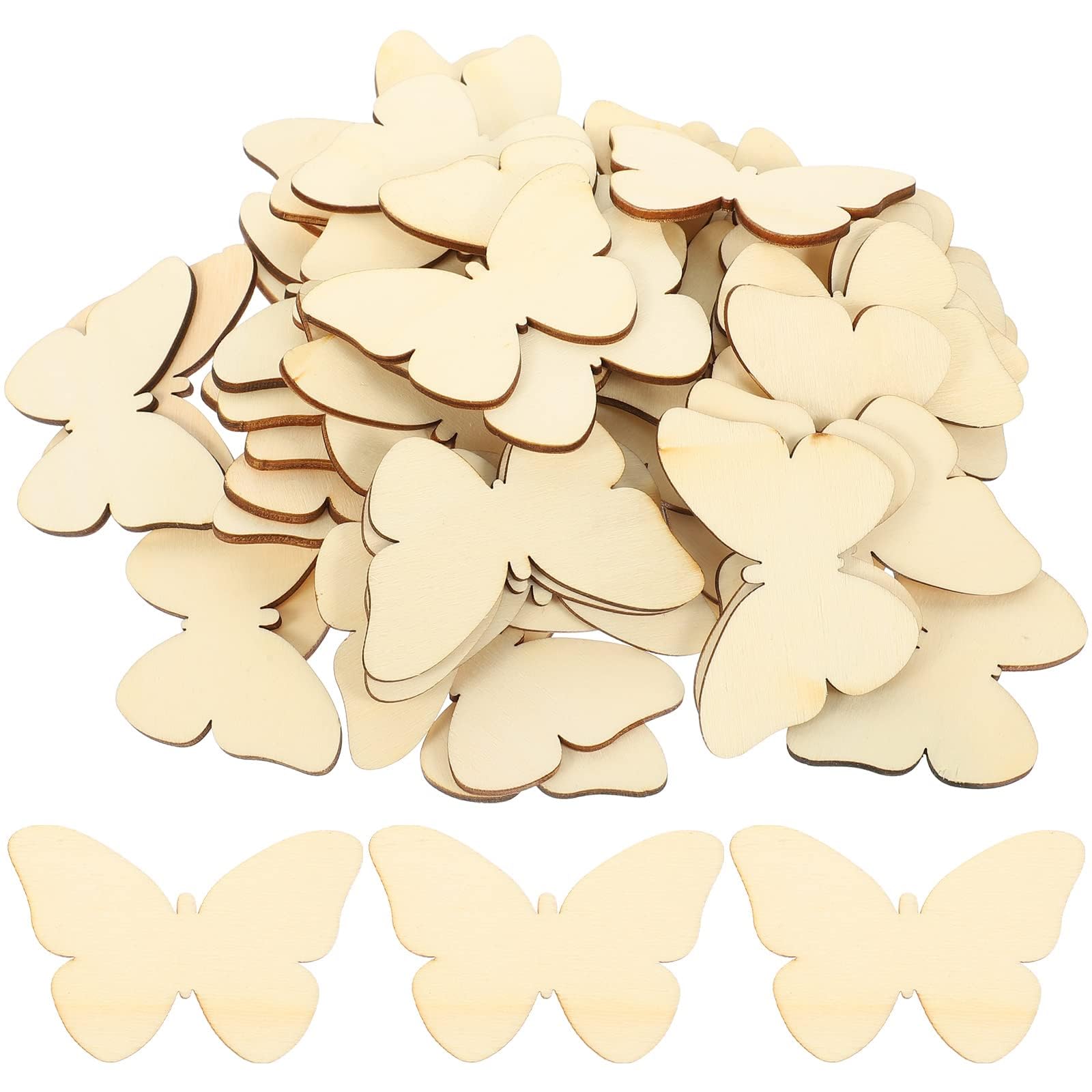 KASTWAVE Wooden Butterfly Shapes Craft, 50 Pcs Butterfly Shaped Blank Slices, Natural Wooden DIY Painting Tags for Painting, DIY Crafts, Gift Tags, Home Decorations, Valentine's Day Gift