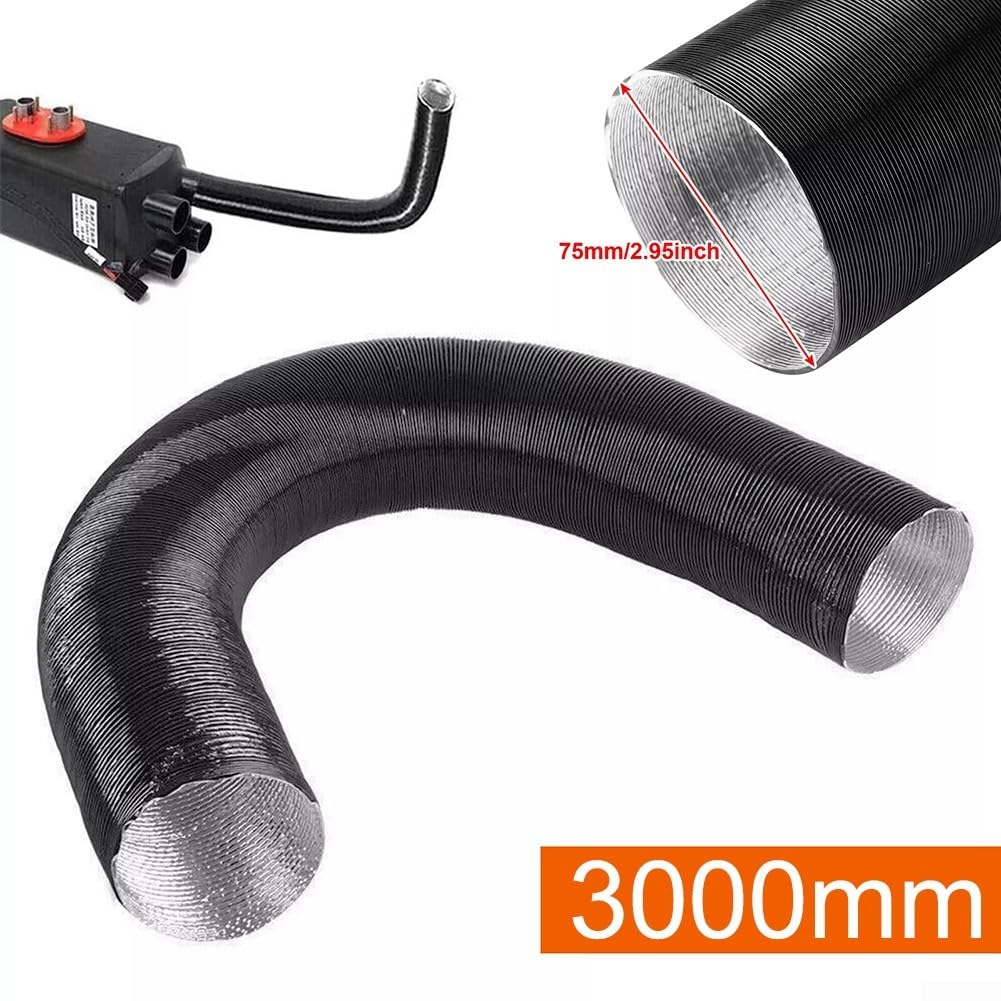 Tuyau de conduit de chauffage de stationnement pour air diesel, tuyau de chauffage de 75 mm, matériau en feuille d'aluminium pour 5 kW pour chauffe-air diesel (300 cm)
