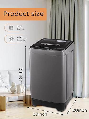 Miniatura 3 de Lavadora completamente automática de 17.7 libras con pantalla LED, lavadora de lavandería con bomba de drenaje, 10 programas de lavado, 8 niveles de