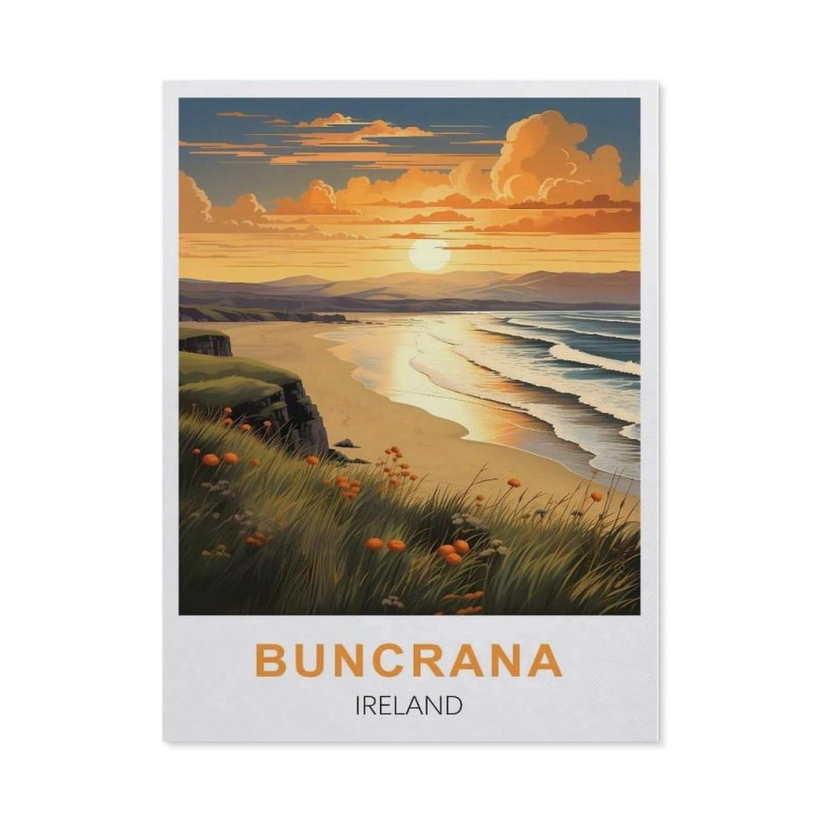 BEAYODKP Paint by Numbers，Buncrana Ireland,DIY Paint by Numbers Kits for Adults Kids,Canvas Oil Painting with Brushes and Acrylic Pigment Paint by Numbers Arts Craft for Home Wall Decor(20x30cm)-DC27