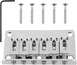 AYLIFU Ponte de cauda rígida para guitarra elétrica Ponte Telecaster cromada 78 × 42 mm/3,07 × 4,16 cm para guitarra de 6 cordas Tailpiece Ponte fixa cauda dura sela ponte de guitarra peça 1 peça