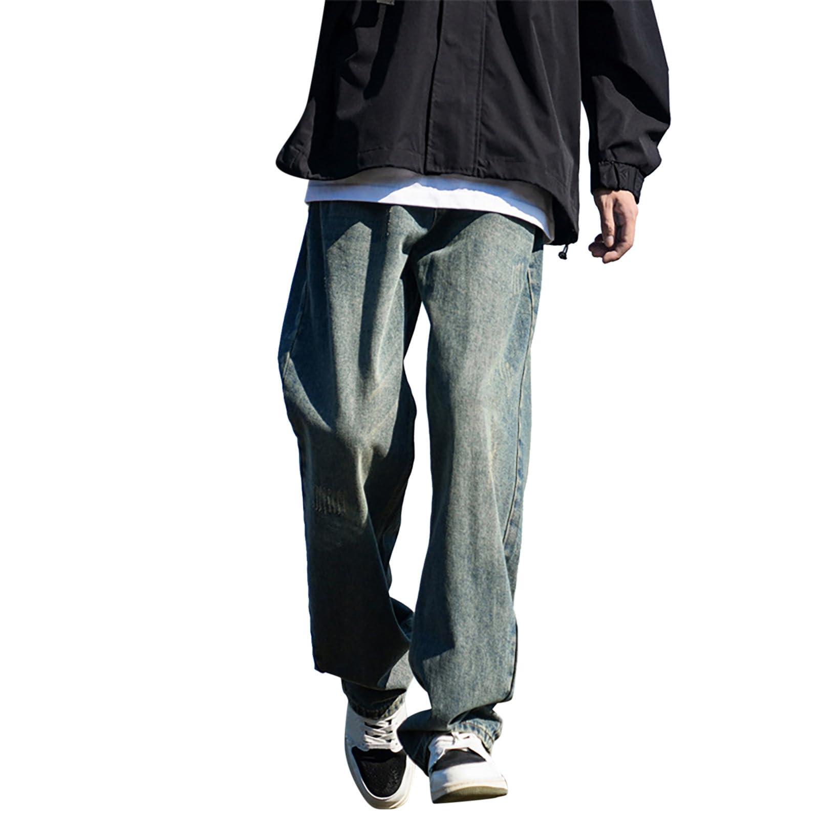 Jeans Baggy Uomo Strappati Larghi Zampa Slim Fit Pantaloni Elefante Invernali Salopette Loose Moto Flare Y2K Flared Cargo Bootcut