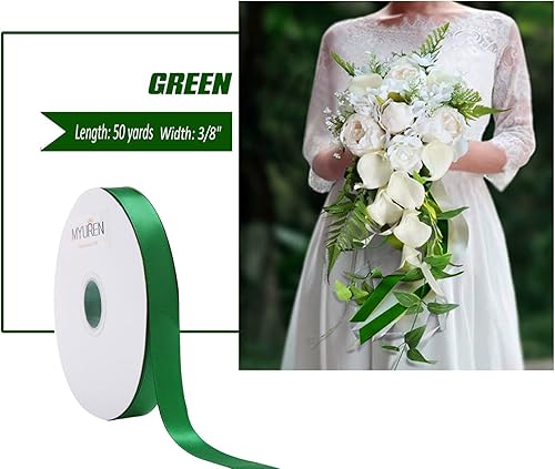 Miniatura 2 de Cinta de satén sólida de 38 pulgadas, cinta de satén verde de doble cara para manualidades, envoltura de regalos, recuerdos de fiesta, baby shower,