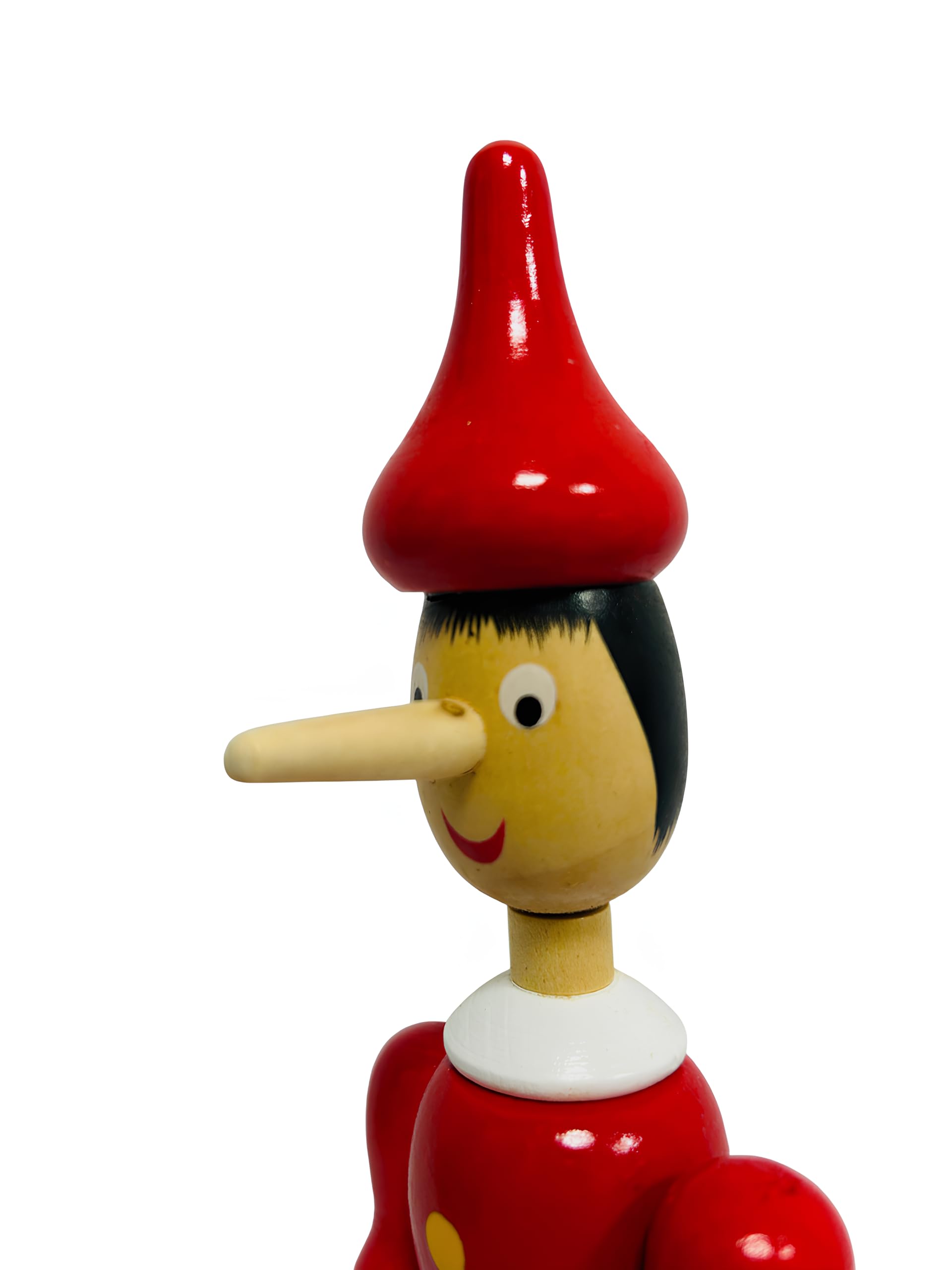 Pinocchiio in Legno Massello cm 30 Snodabile Marionetta di Legna con Articolazioni Burattino delle Fiabe in Legno Dipinto Altezza 30cm con Gambe Braccia e Testa Mobili Snodabile Snodato (A)