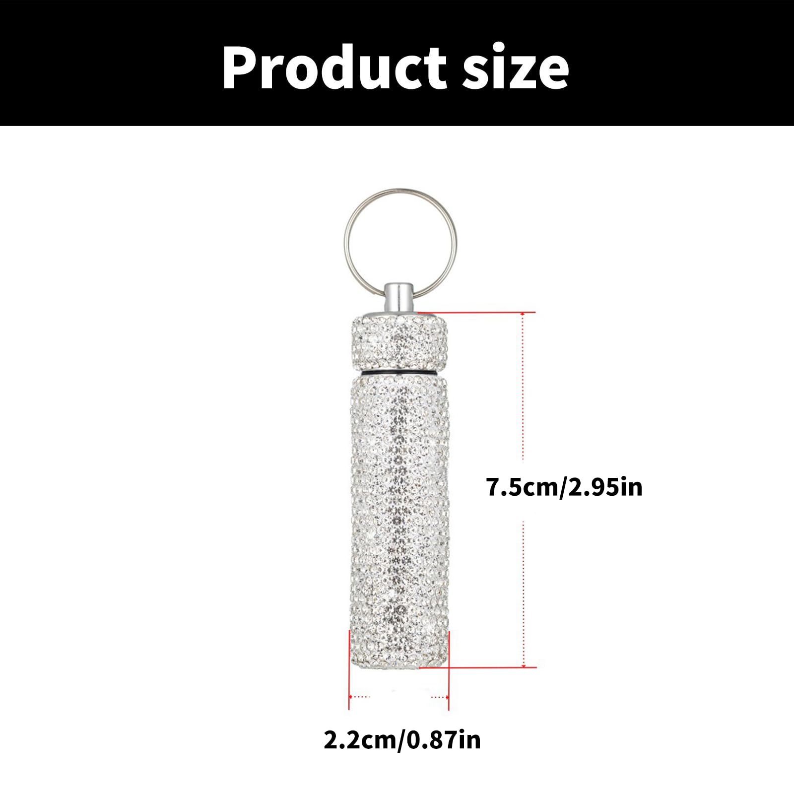 Bling Cristallo Strass Portachiavi Portatile Mini Portapillole Portachiavi Portachiavi Impermeabile Capsula Portapillole Piccolo Contenitore per Pillole Da Viaggio